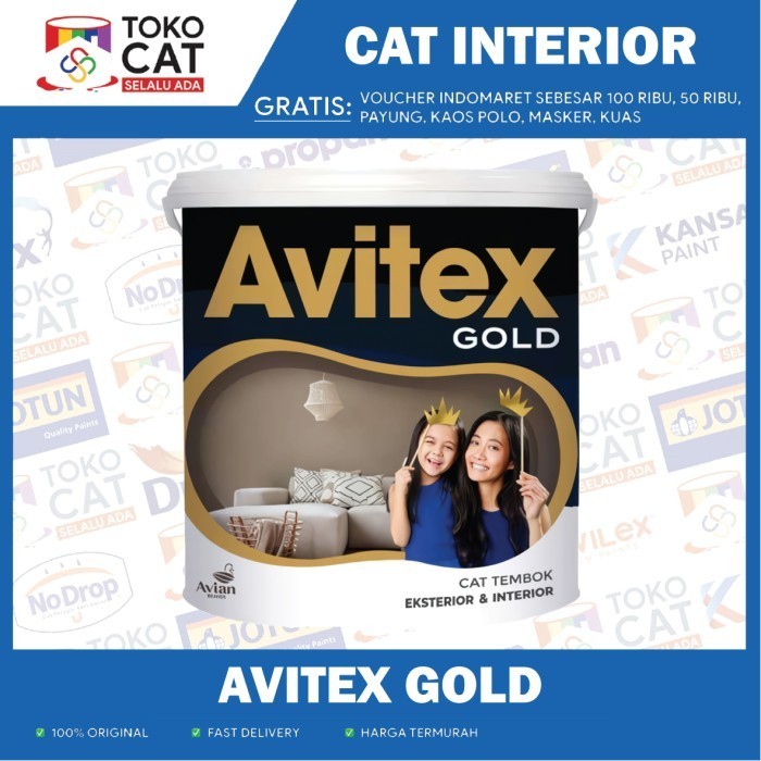 Cat Tembok Interior | Avian Avitex Gold Interior Putih 25 Kg | Kemasan Pail