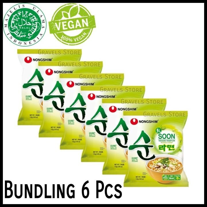 

[Bundling 6 Pcs] Nongshim Soon Veggie Ramyun - Vegetarian Ramen Vegan