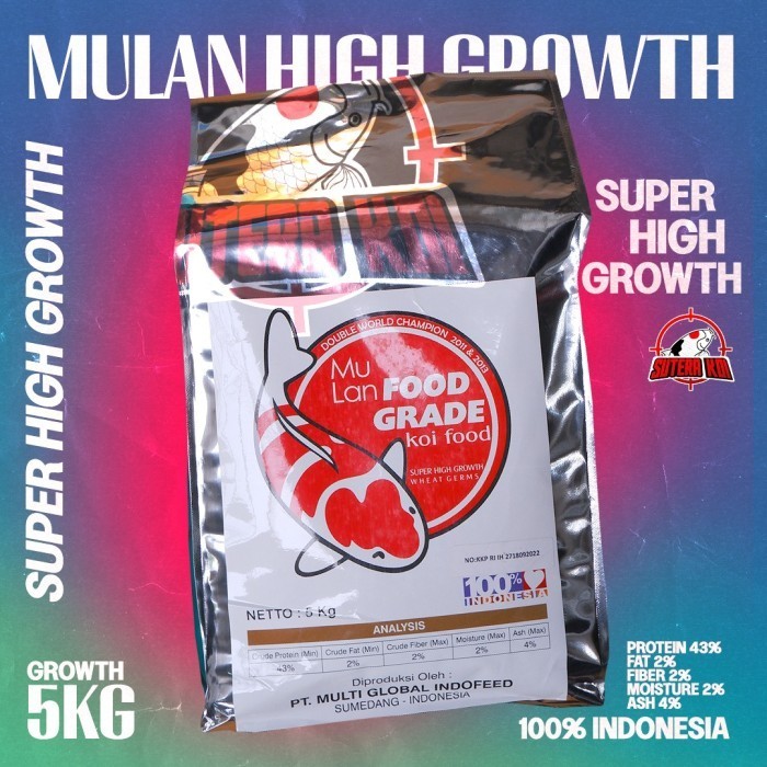 MULAN FOOD GRADE KOI FOOD. SIZE MEDIUM, FLOATING, HIGH GROWTH 5KG