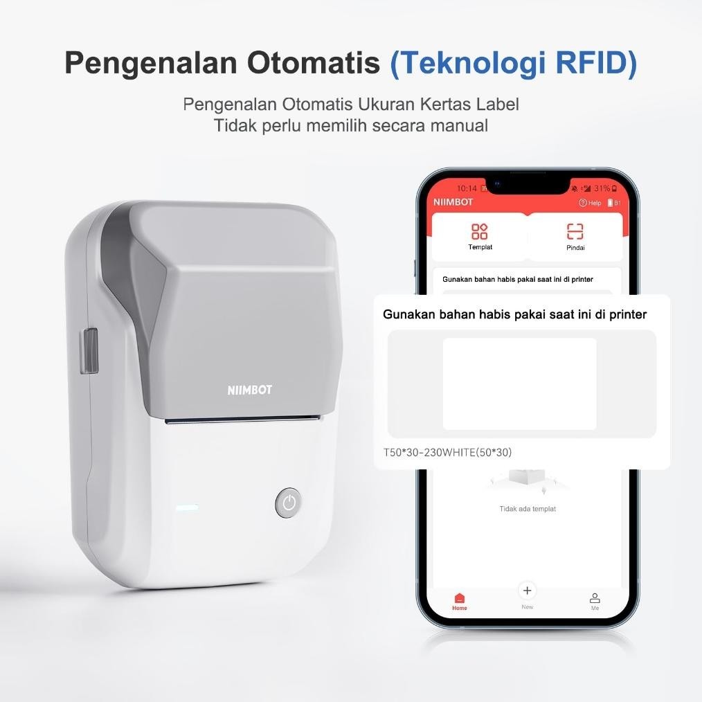 

Sale Niimbot B1 Printer Label, Pembuat Label Portabel Bluetooth Lebar 20-50Mm Et-98