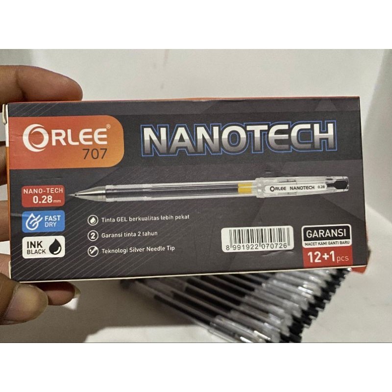 

pulpen hitech nanotech orlee tinta hitam original 0.28 1pack isi 12+1 pcs