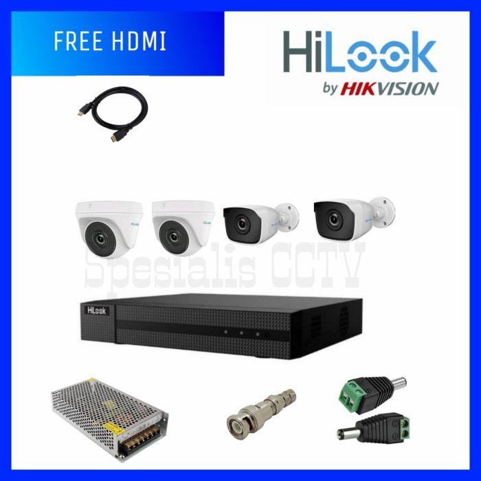 Paling Berkualitas Paket Cctv 4 Kamera 2Mp Hilook Murah Tanpa Kabel Dan Hdd