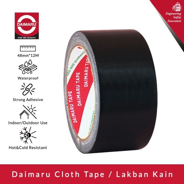 

DAIMARU CLOTH TAPE LAKBAN KAIN WARNA HITAM 48 MM X 12 METER 1 ROLL