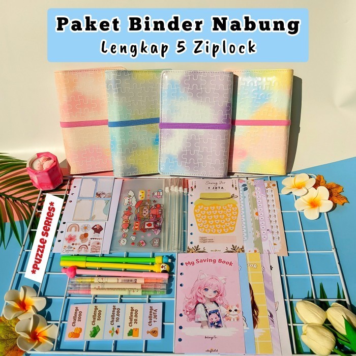 

Paket Binder Nabung A6 Binder Keuangan / Cober Kulit Motif Puzzle