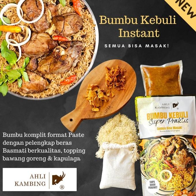 

Bumbu Instant Nasi Kebuli - Ahli Kambing - Bumbu lengkap + Beras BS66