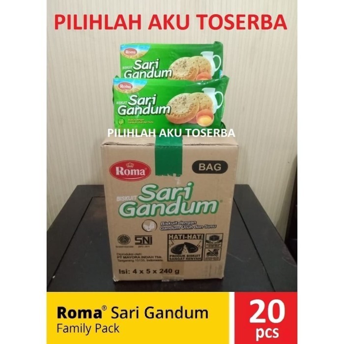 

Biskuit Roma Sari Gandum Family Pack 240 G - 1 Kardus Isi 20 Pcs