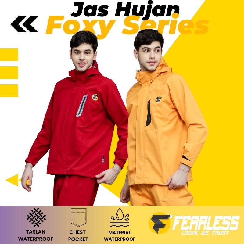 BEST SELLER Jas Hujan FEARLESS Jas Hujan Pria Wanita Dewasa Anti Air Bahan Import Raincoat Unisex