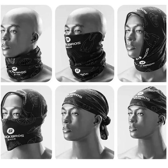 Premium Buff Rockbros Balaclava Ice Slik Masker Kain Baff Hitam Mask Slayer Motor Sepeda Touring Hel