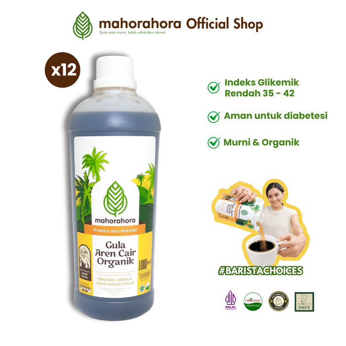 

Gula Aren Cair Murni Dan Organik Mahorahora 1000Ml/1Liter - Isi 12Pcs - Adelineez