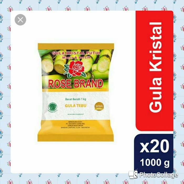 

Gula Rosebrand Kristal Putih Manis Kemasan 1Kg X 1 Karton Isi 20Pcs - Adelineez