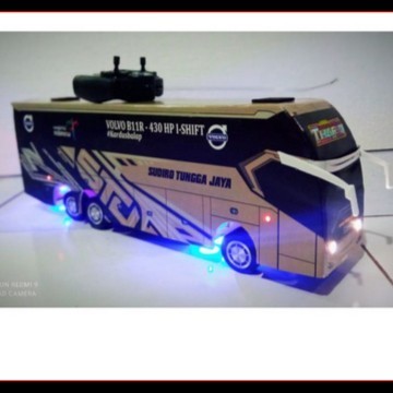 MINIATUR MOBIL BUS BIS JUMBO TELOLET BASURI LAMPU REMOT CONTROL MAINAN