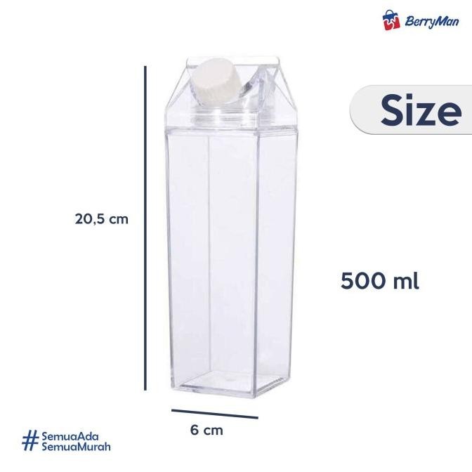BOTOL MINUM KOTAK SUSU Transparan Bening Tempat Air Refill Kulkas