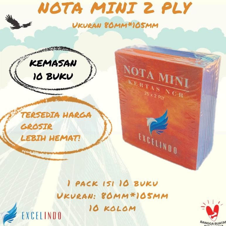 

(10 BUKU/ 1 PACK) BUKU NOTA MINI 2 PLY NCR NOTA OLSHOP UKURAN 80MMX105MM LEBIH HEMAT SIAP KIRIM