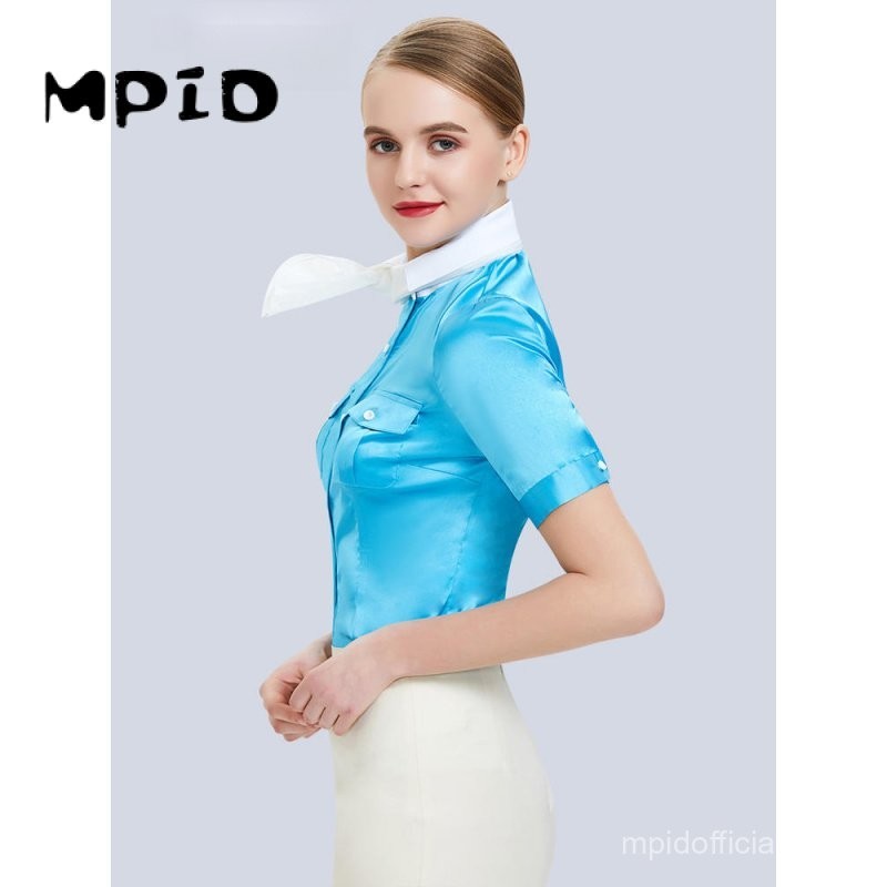 【MPID】South Korean Cosplay Costume Flight Attendant Interview Etiquette Suit Glossy Full Sleeved Shi
