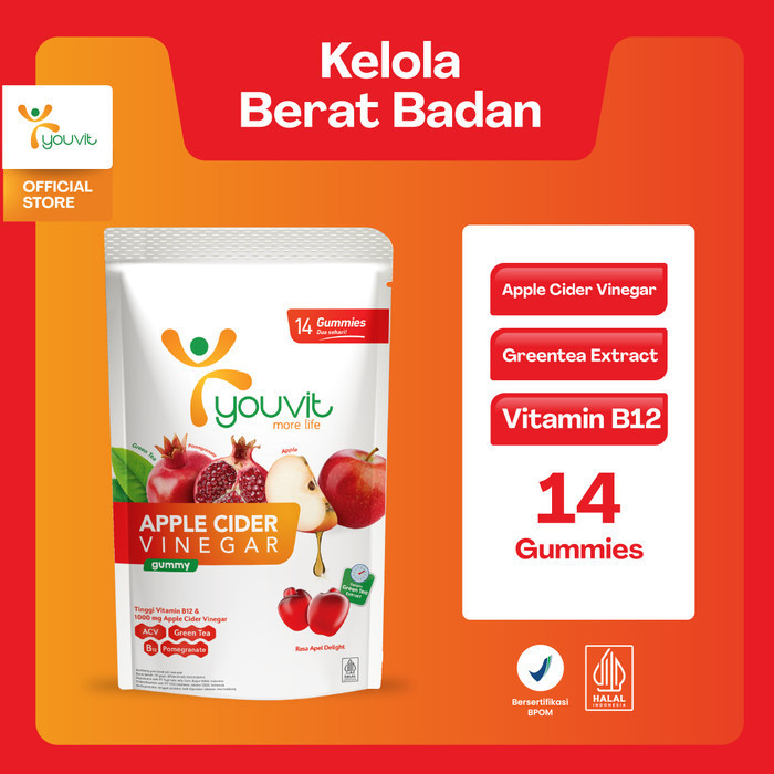 

Apple Cider Vinegar Gummy untuk Kelola Berat Badan Youvit ACV 7 Hari dengan Apel, Ekstrak Greentea,