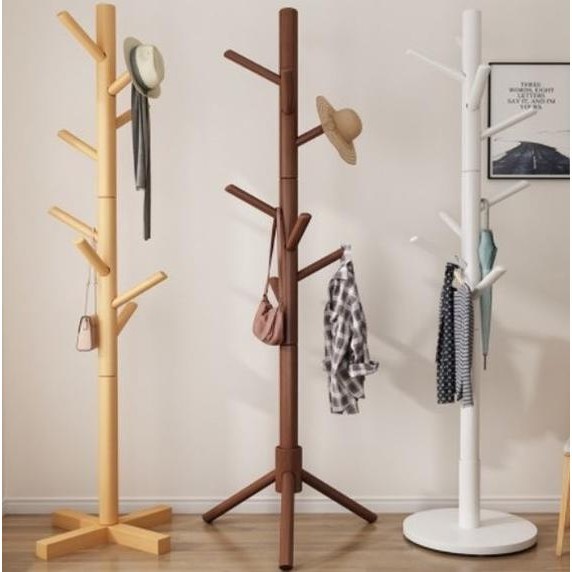 Stand Hanger Kayu Gantungan Baju Tas Gantungan Berdiri Multifungsi