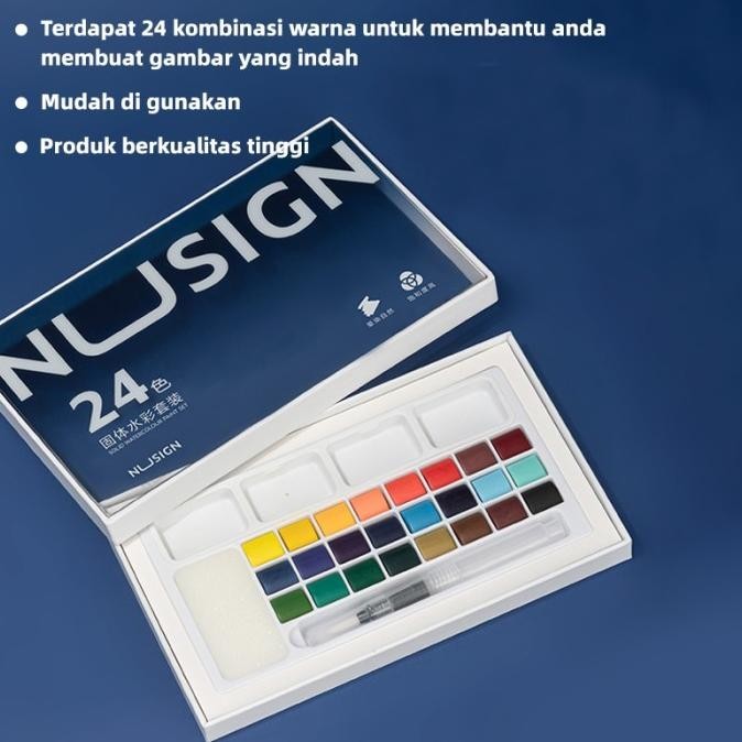 

Nusign Solid Watercolor Paint / Set Cat Air Padat Gratis Brush NS733 BS