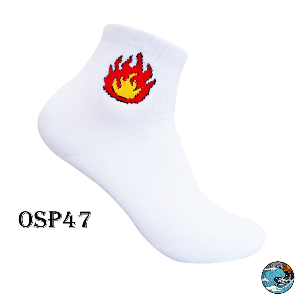 Kaos kaki Oldschool Pendek - Kaos Kaki Skate Emote Api Putih - Morph.Apparel - OSP47