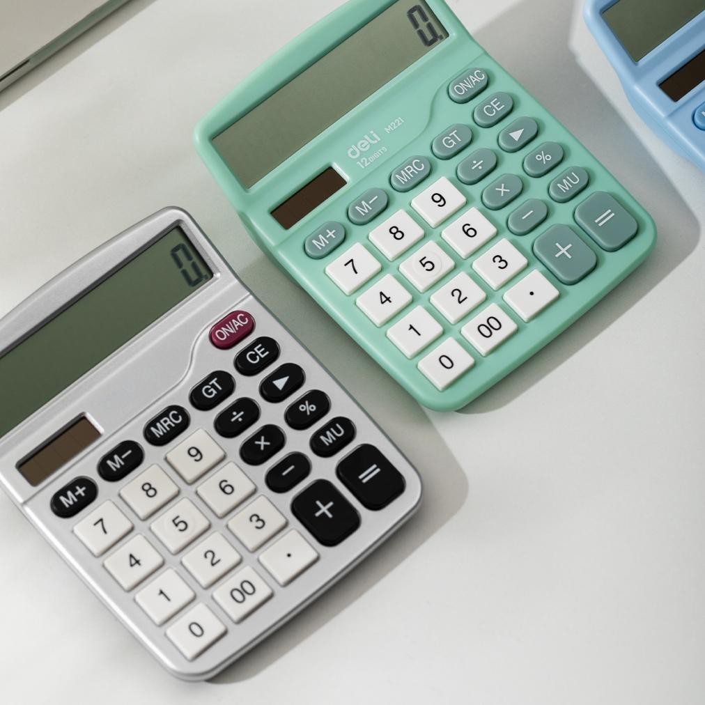 

qw-7 Deli Kalkulator Meja / Desktop Calculator Layar 12 Digit Warna Lucu EM221 Hemat