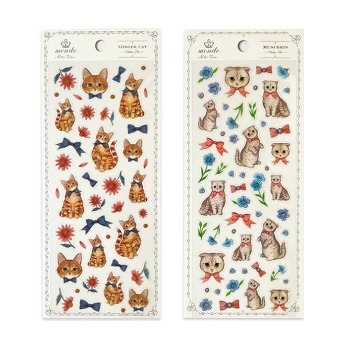 

Sticker Mondo by Miki Takei Ginger Cat Munchkin Clear Seal Stiker Kucing Journal Deco Limited