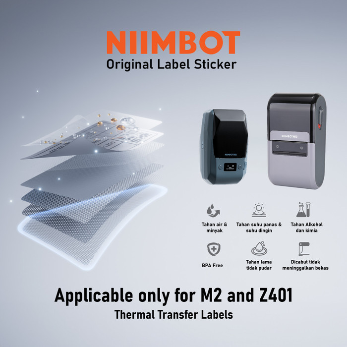 

Label Stiker Ribbon Pita NIIMBOT M2 Z401 Lebar 20-50 mm Barcode QR Kantor Toko Bisnis Parfum