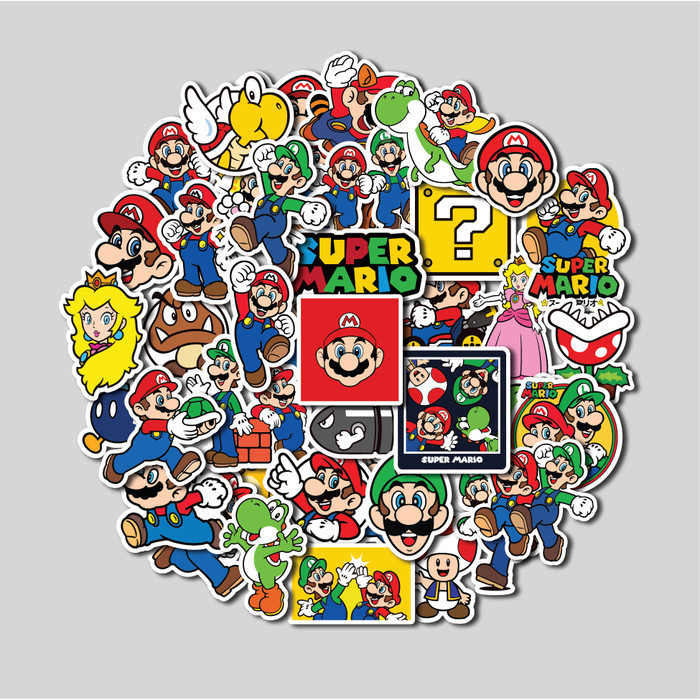 

STICKER PACK SUPER MARIO BROS STICKER TUMBLER STIKER LAPTOP KOPER HELM K01