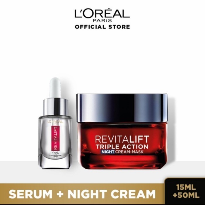 Loreal Hyaluronic Acid Serum + Revitalift Night Cream Anti Aging