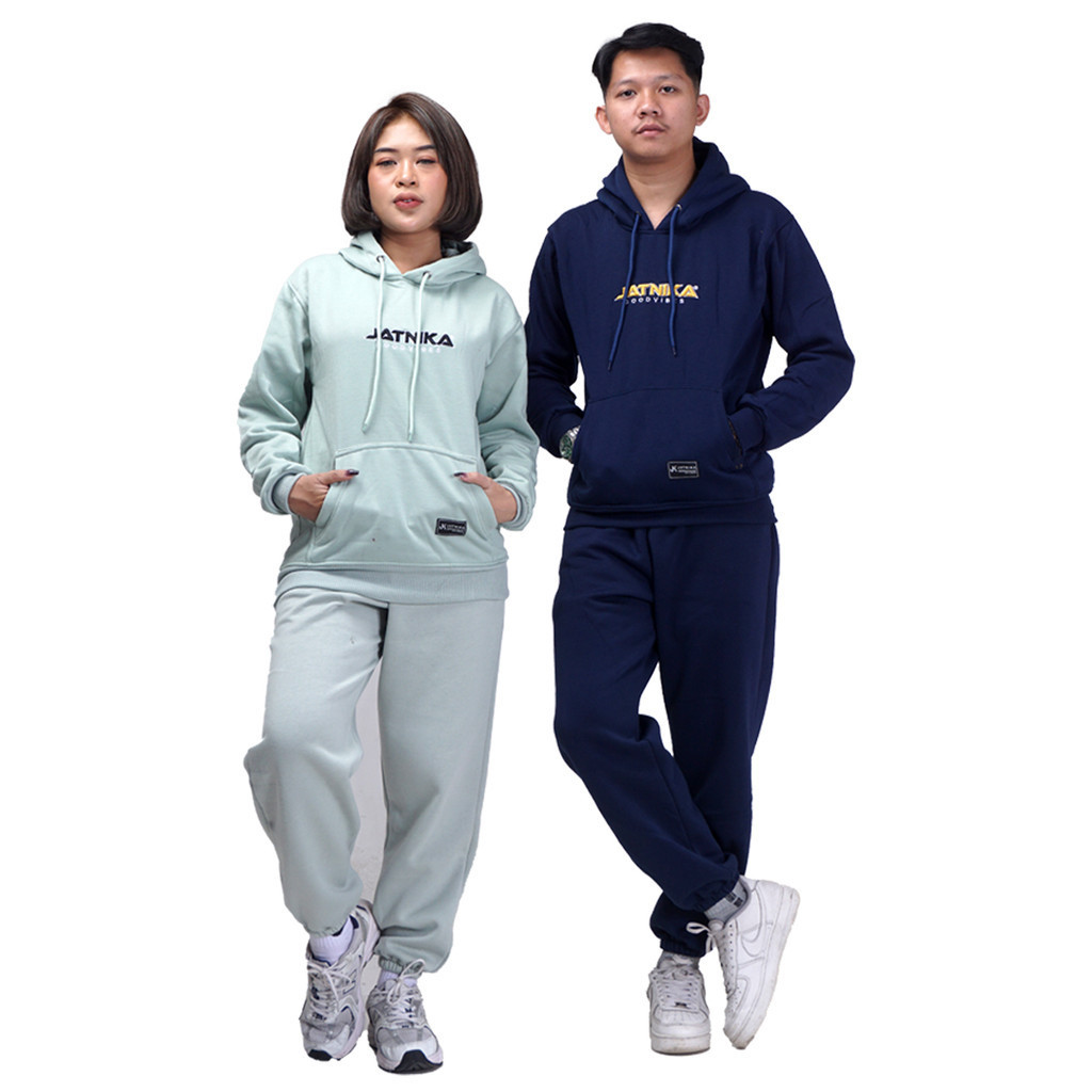 SATU STEL ONE SET SWEATER HOODIE JUMPER DAN CELANA PANJANG TRAINING JATNIKA UNISEX PRIA DAN WANITA