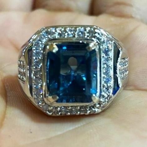Viral | Cincin Batu Permata King Sapphire Blue Safir Cutting Bangkok 9Mohs Rin
