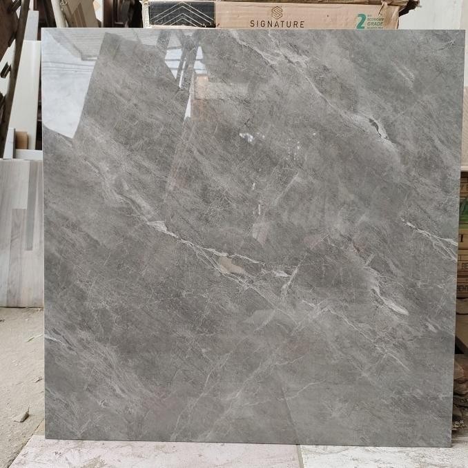 Granit 60x60 abu motif marmer (super glossy)/ granit lantai abu marmer PS