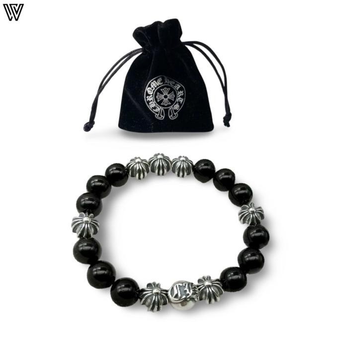 Chrome Hearts Onyx Bead Bracelet Kualitas Premium