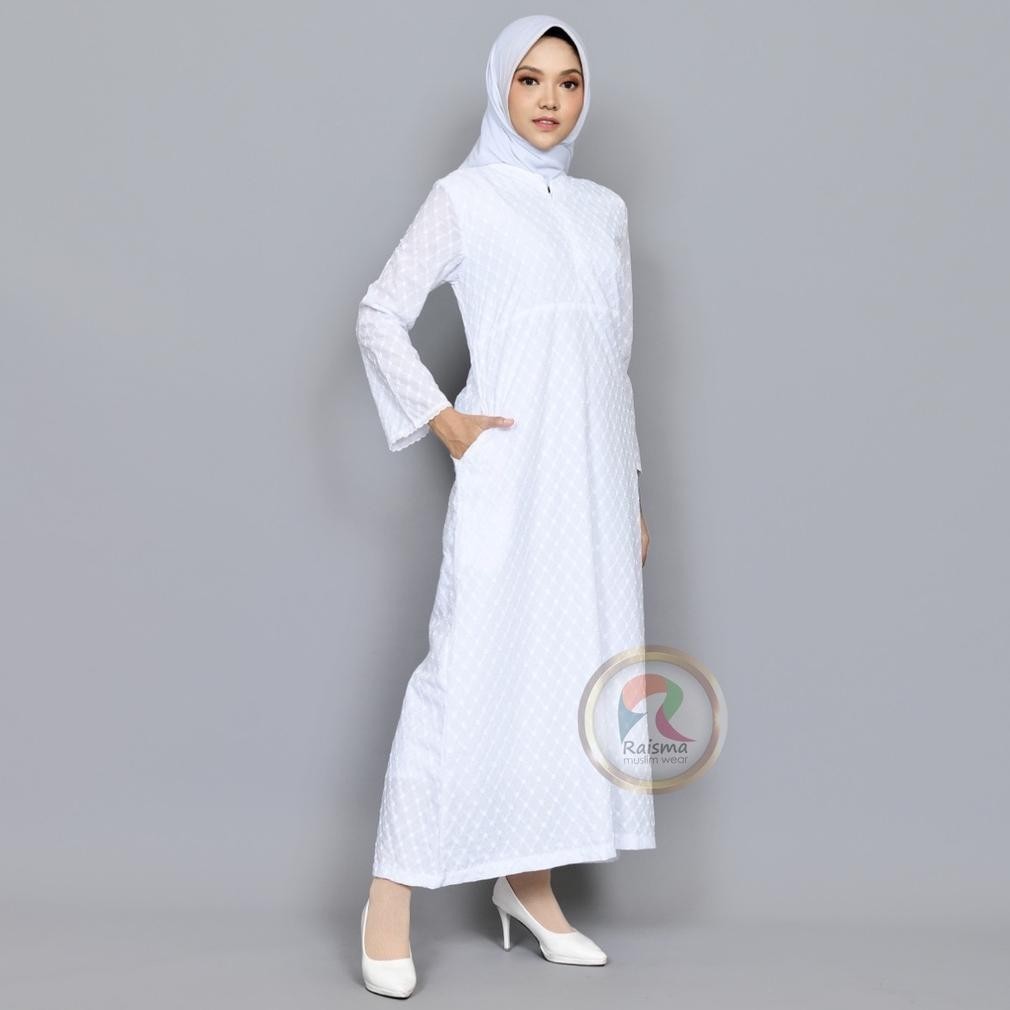 Gamis Umroh & Manasik Haji Putih Remaja Jumbo Ld 130 Muslimah Baju Warna Putih Gamis Wanita Syari Re