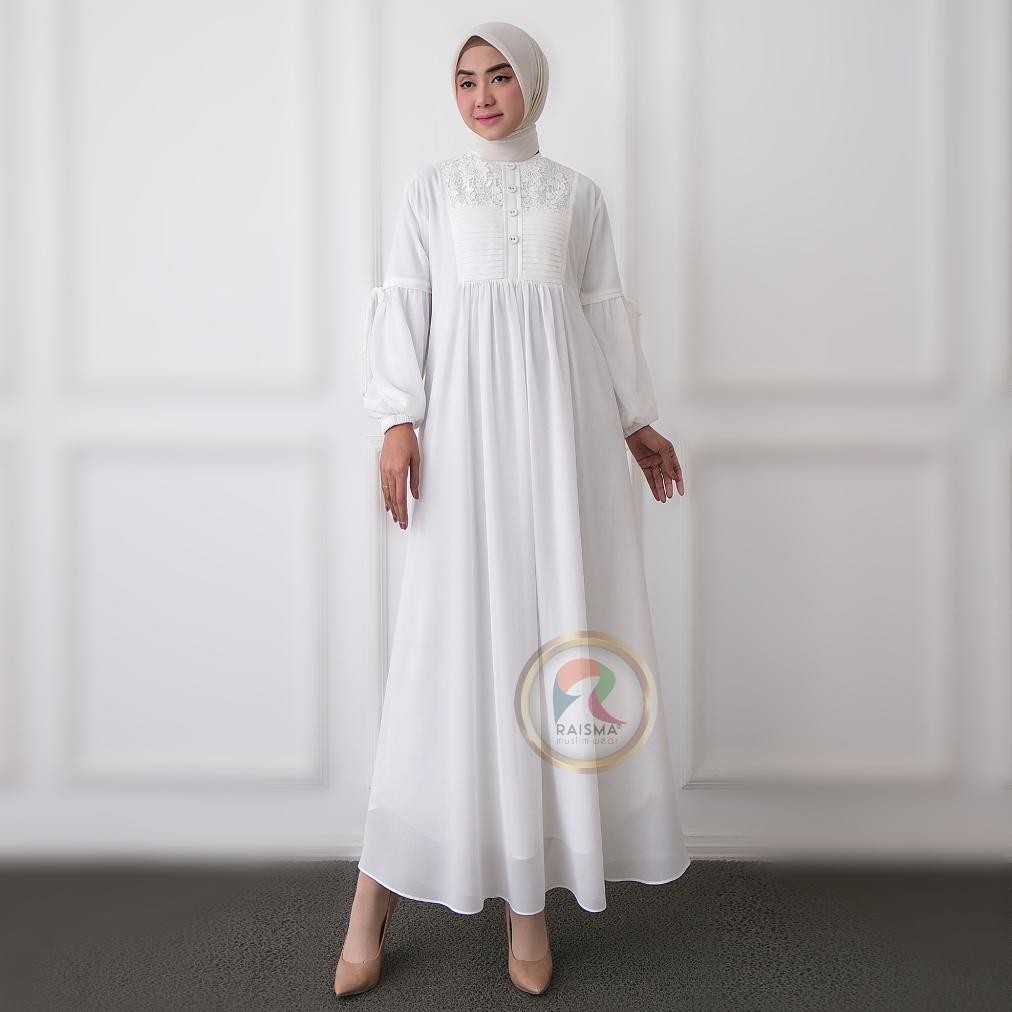 Gamis Umroh & Manasik Haji Putih Tulang Niarns Oaisel Gamis Wanita Syari Remaja Kekinian