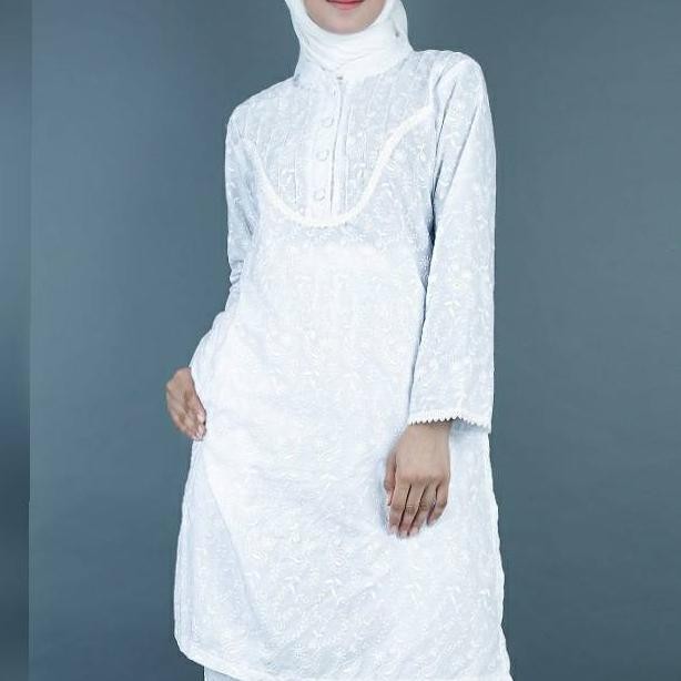 Gamis Umroh & Manasik Haji Baju Atasan Tunik Warna Putih Gamis Wanita Syari Remaja Kekinian