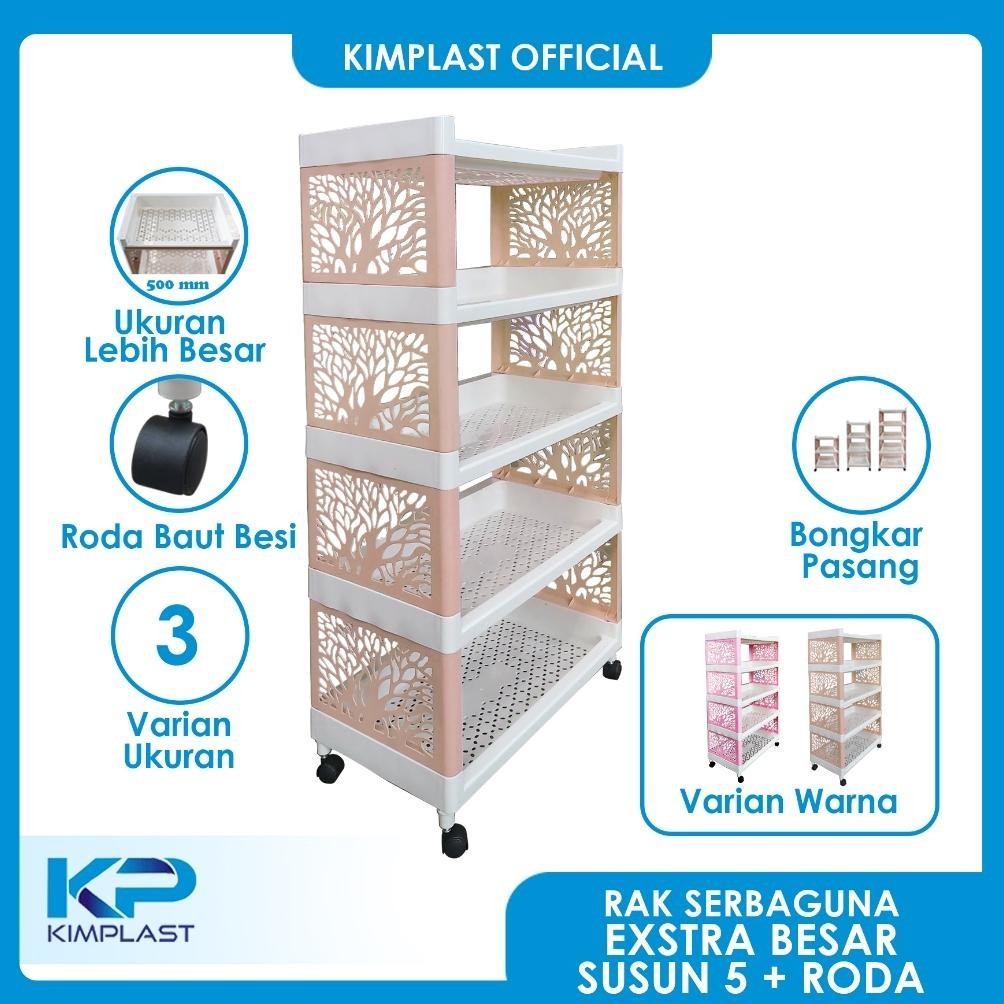 Kimplast Rak Serbaguna Ekstra Besar Susun 5 + Roda/ Rak Susun/ Rak Serbaguna Plastik Cod