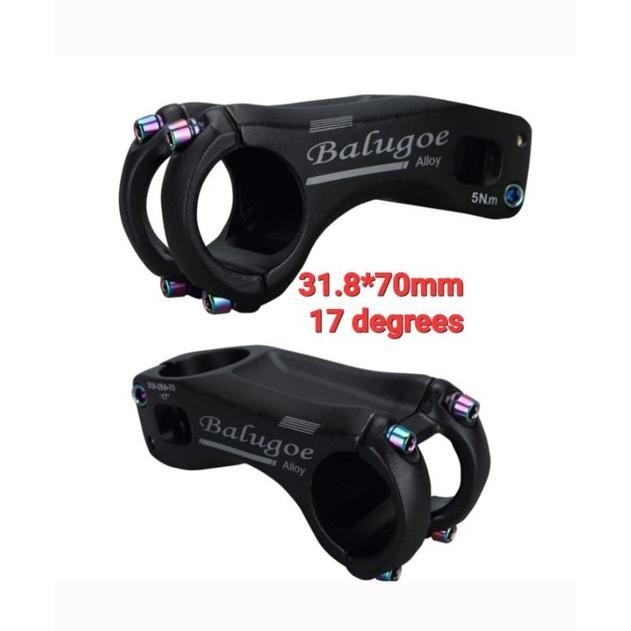 Premium Balugoe Stem Sepeda 31.8mm Panjang 70mm 17 Derajat Alloy Stem Handlebar Alloy Not EC90 Honsu