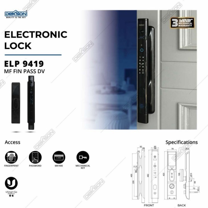 Sale Smart Lock Dekkson 9419 Mf Fin Pass Dv Black