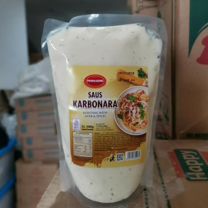 

BIG SALE PRIMA AGUNG KARBONARA SAUS CARBONARA SPAGHETTI SAUCE 500GR POUCH !!!!!