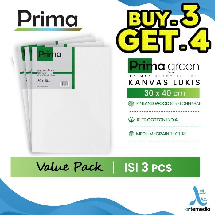 

KANVAS LUKIS PRIMA GREEN 30X40CM VALUE SET 3 COTTON CANVAS