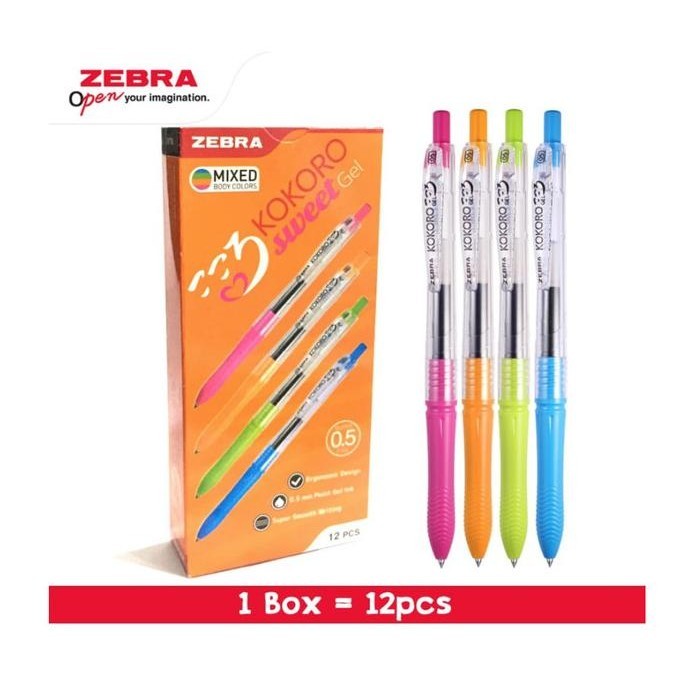 

Pen Pulpen Gel Kokoro Sweet Gel Tinta Hitam 0.5 Zebra 1 Box Isi 12 Pcs