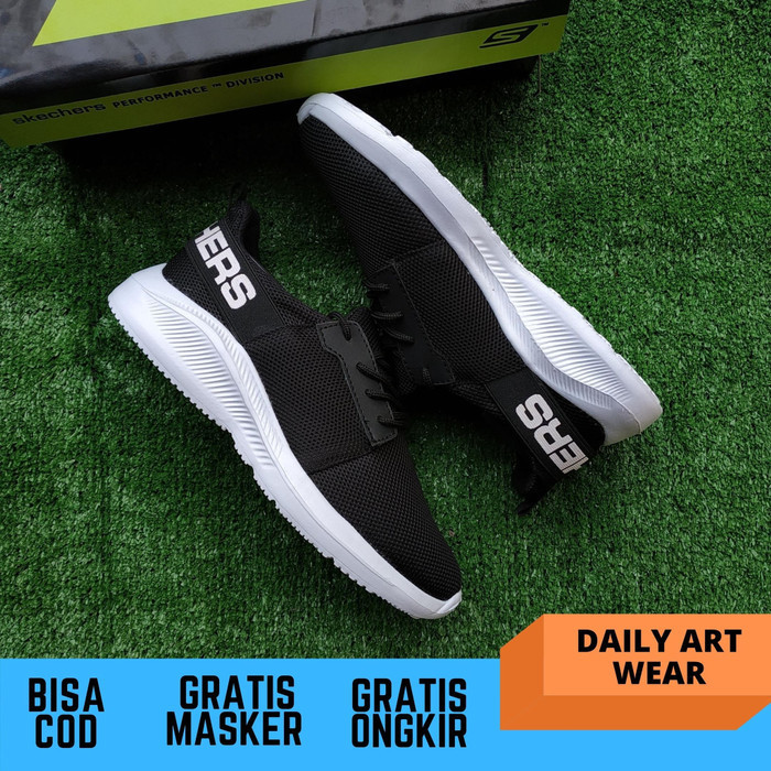 Sepatu Wanita Skechers Go Walk Go Run Sneakers Kets Kasual Hitam