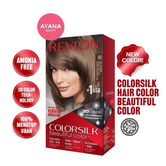 REVLON COLORSILK HAIR COLOR CAT RAMBUT - LIGHT ASH BROWN 50
