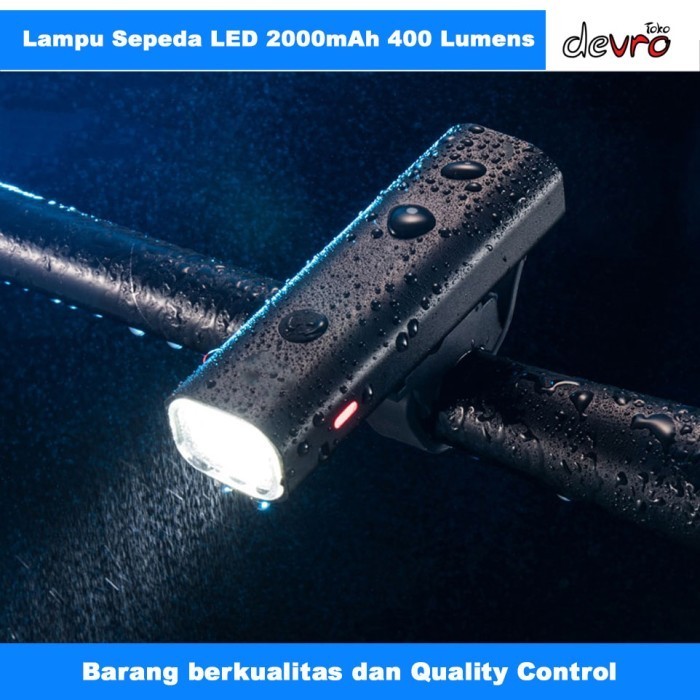 Lampu Sepeda Usb Rechargeable 2000Mah 400 Lumens -Rockbros Yq-Qd400