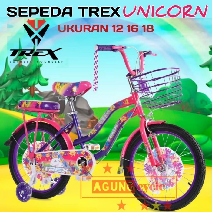 Sepeda Mini Trex 18 Inch Unicorn Anak Perempuan