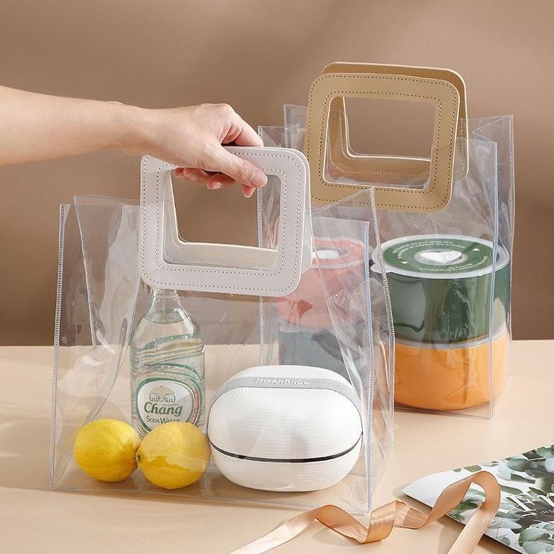 

TERLARIS (Grosir 10 Buah) Tas Mika PVC Clear Bening Hampers Goodie Bag Premium VD08