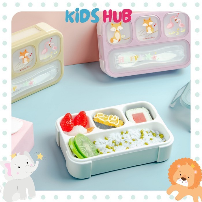 Lunch Box Bekal Bento Kotak Makan Anti Tumpah Anti Tercampur Sekat 4