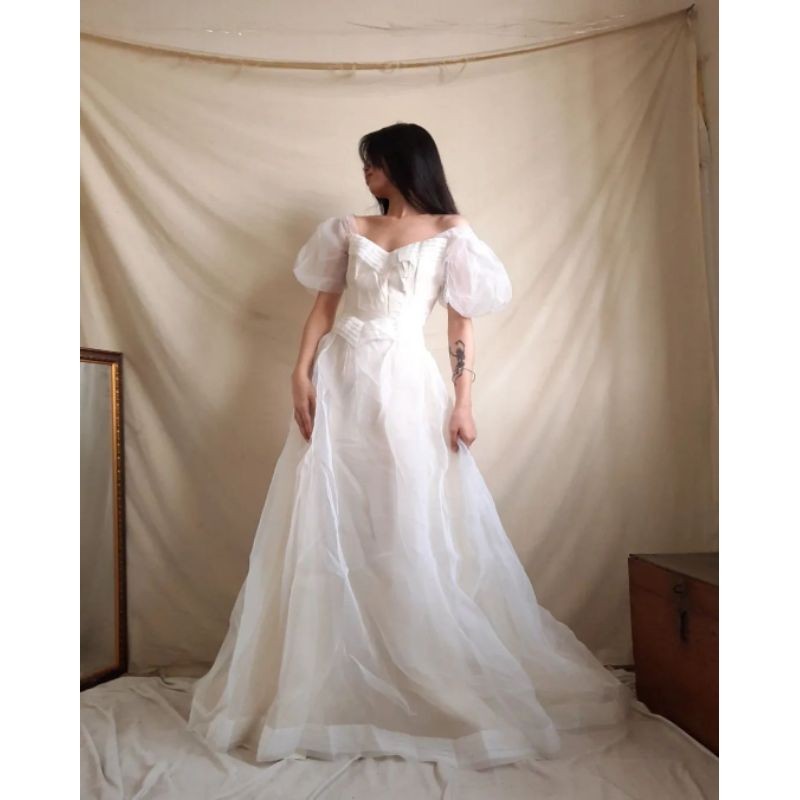 Gaun Pengantin Wedding Dress Bridal Bride Putih White Simple Korean Korea Prewedding Japan Import Je