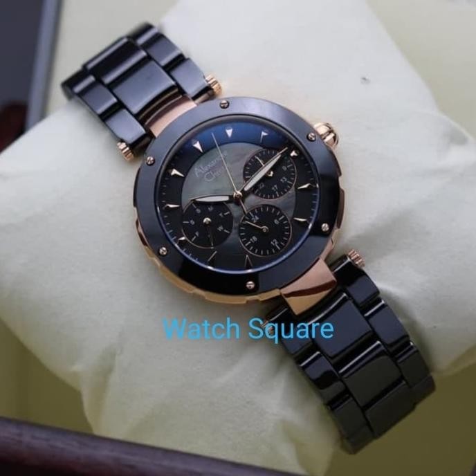 Jam Tangan Wanita Original Alexandre Christie AC2807 Black Rosegold