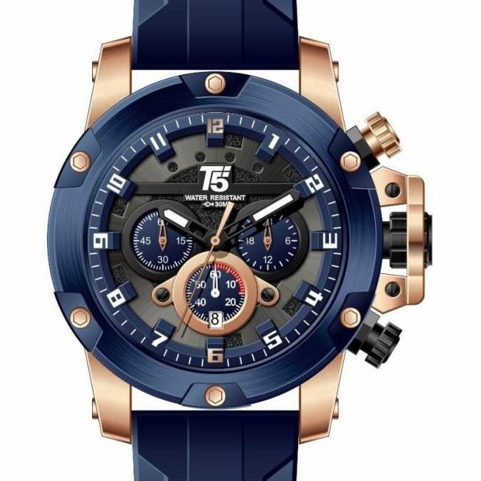 Jam Tangan Pria Original T5 H 3913G Black Rosegold