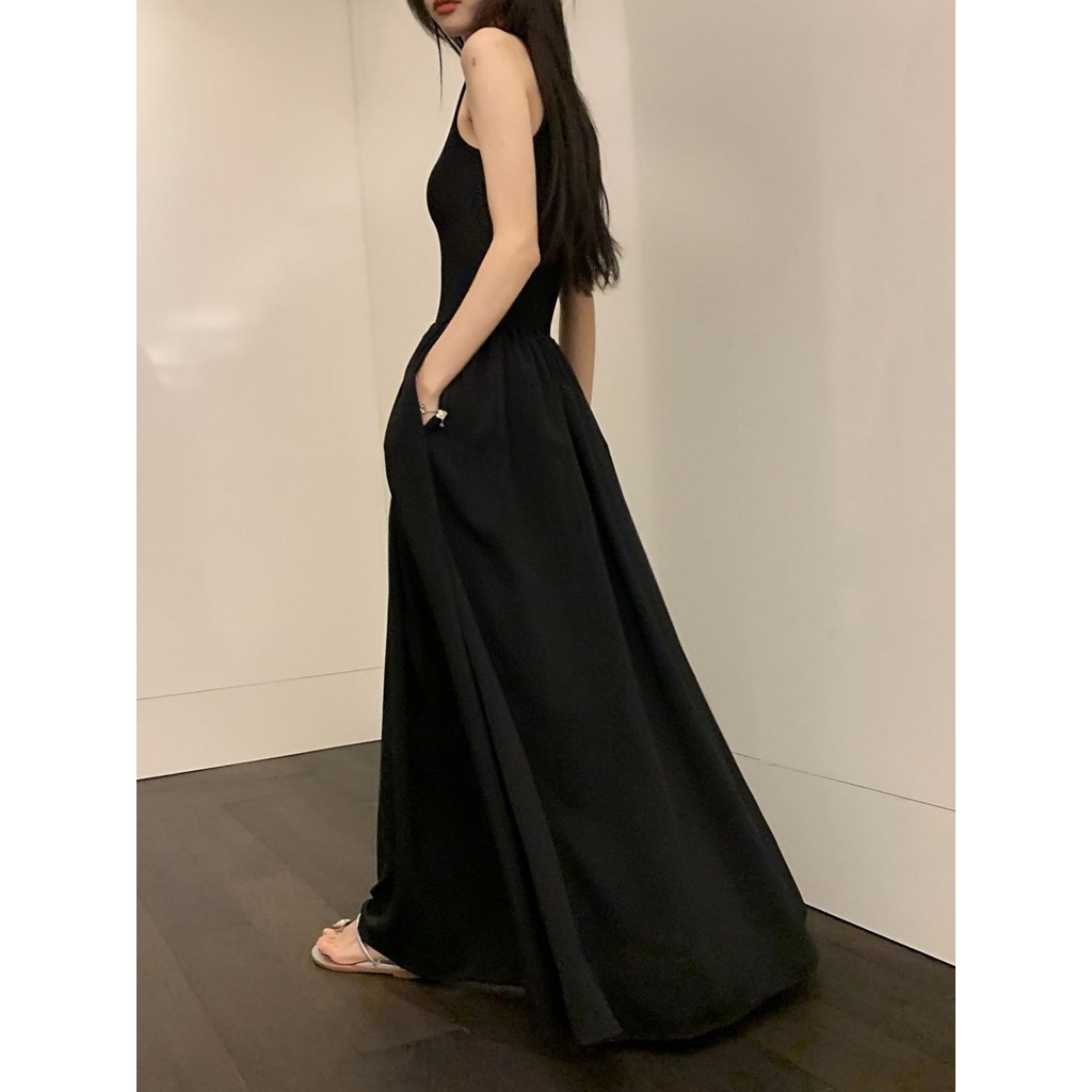 Gaun Panjang Rompi Tanpa Lengan Gaya China, Gaun Panjang Di Atas Lutut Gaya Prancis Hepburn Pinggang